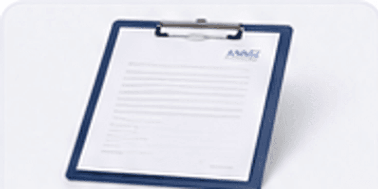 Blue AWG clipboard with paper
