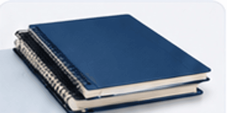 Blue notebooks and spiral books